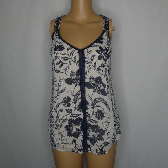 Lucky Brand Floral Embroidered Strap Tank Blouse - Picture 1 of 12